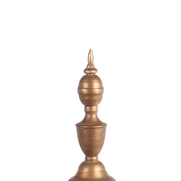 Traditional Decorative Metal Finial with Pointed Top, Large, Gold