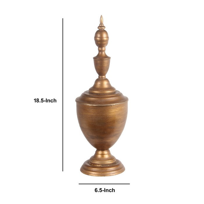 Traditional Decorative Metal Finial with Pointed Top, Large, Gold