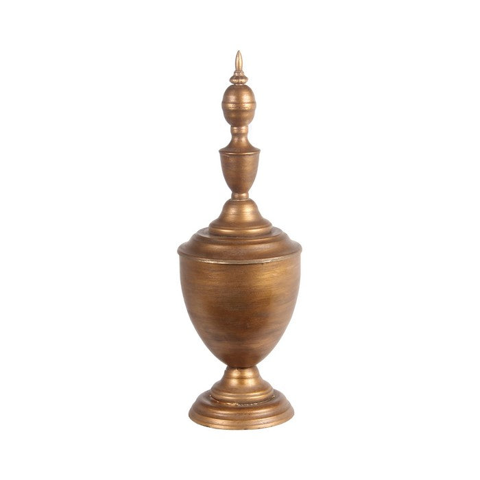 Traditional Decorative Metal Finial with Pointed Top, Large, Gold