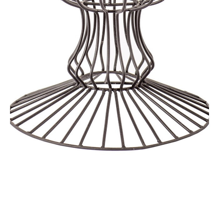 Transitional Wire Design Metal Table with Glass Top, Clear and Gray