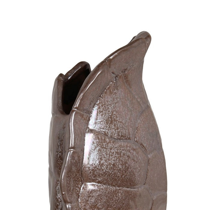 Decorative Ceramic Turtle Shell Shaped Vase, Small, Brown