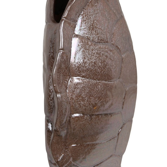 Decorative Ceramic Turtle Shell Shaped Vase, Small, Brown