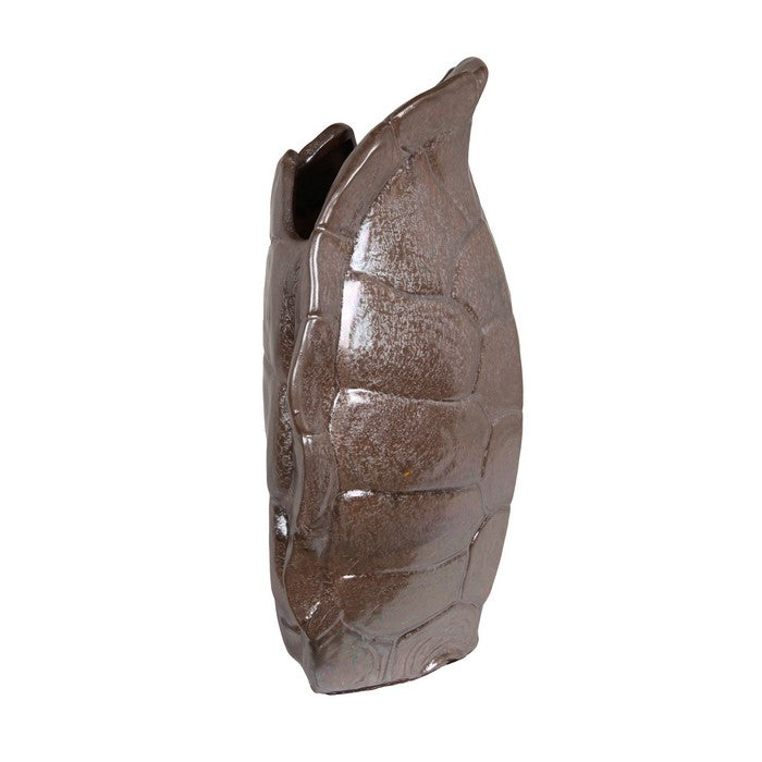 Decorative Ceramic Turtle Shell Shaped Vase, Small, Brown