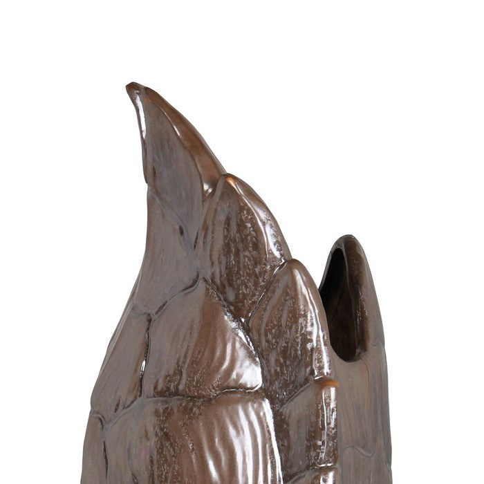 Decorative Ceramic Turtle Shell Shaped Vase, Large, Brown