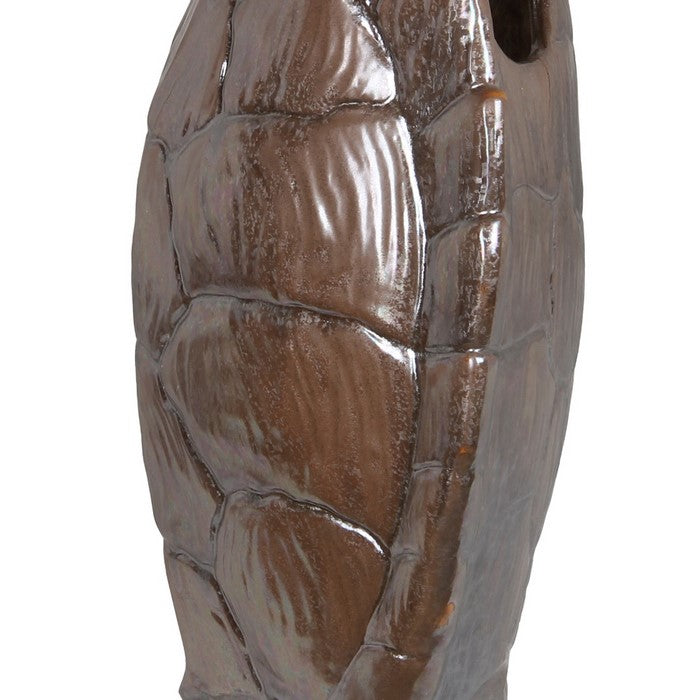 Decorative Ceramic Turtle Shell Shaped Vase, Large, Brown