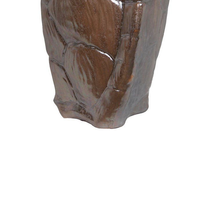 Decorative Ceramic Turtle Shell Shaped Vase, Large, Brown