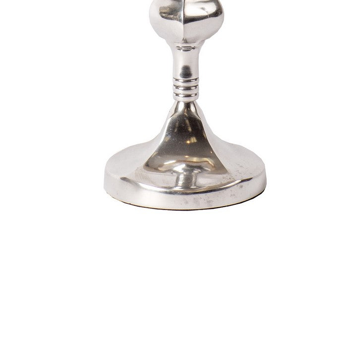 Tinted Glass Candle Hurricane with Metal Pedestal Base, Silver and Orange