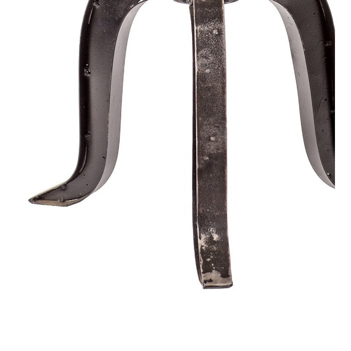 Metal and Wood Adjustable Crank Stool with Sabre Legs,Black and Brown