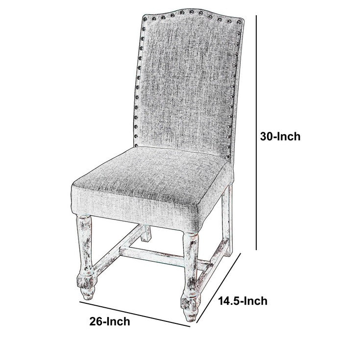Wood and Fabric Accent Chair with Nail head Trim, Dark Gray and Brown