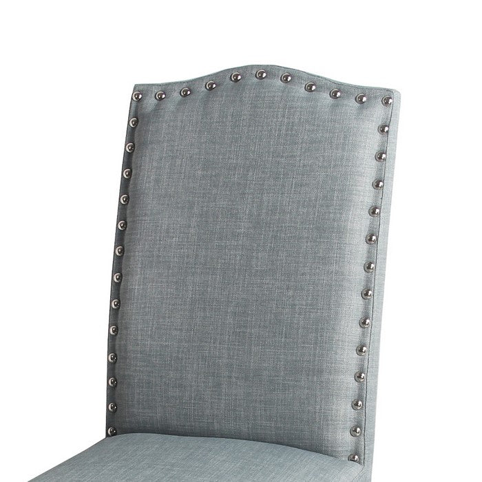 Wooden Accent Chair with Nail head Trim, Light Gray and Brown
