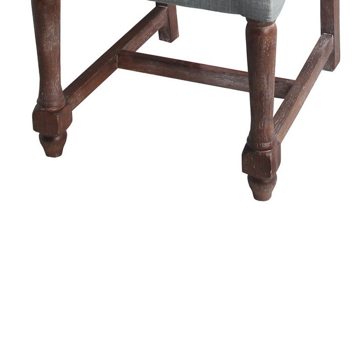 Wooden Accent Chair with Nail head Trim, Light Gray and Brown
