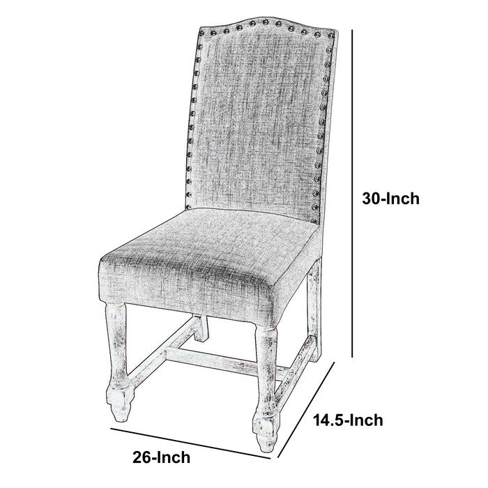 Wooden Accent Chair with Nail head Trim, Light Gray and Brown