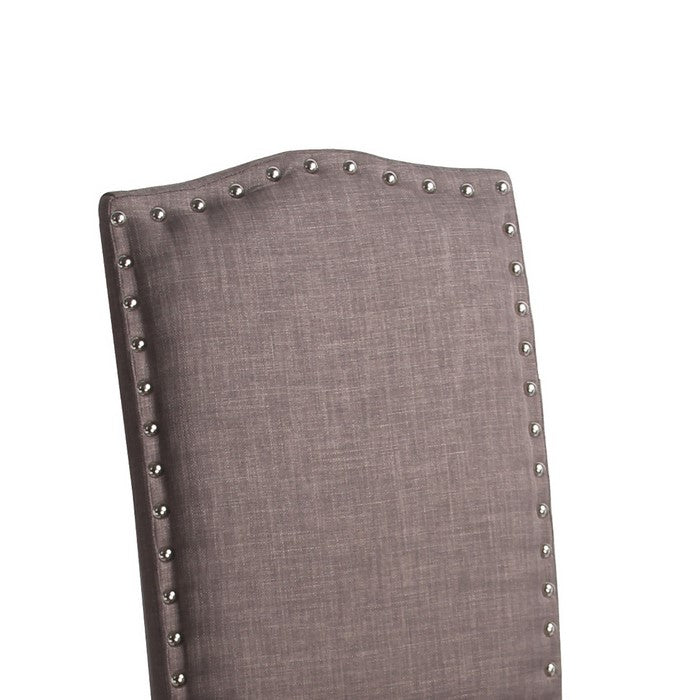 Wooden Accent Chair with Nail head Trim and Fabric Upholstery, Brown