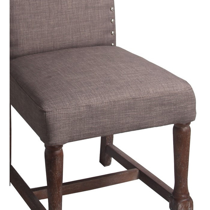 Wooden Accent Chair with Nail head Trim and Fabric Upholstery, Brown