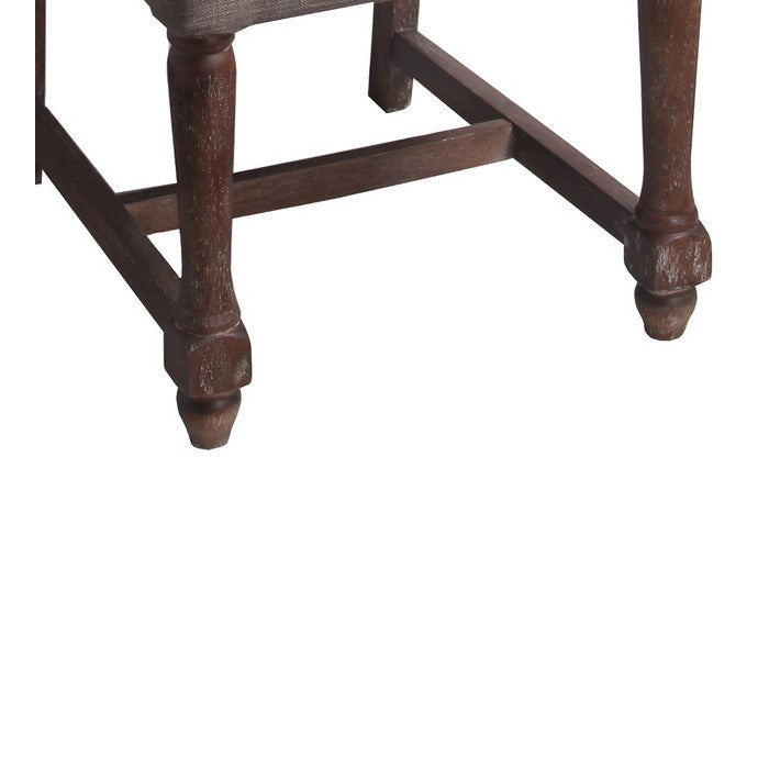 Wooden Accent Chair with Nail head Trim and Fabric Upholstery, Brown