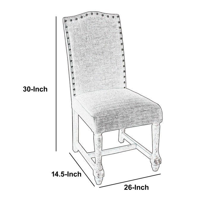 Wooden Accent Chair with Nail head Trim and Fabric Upholstery, Brown