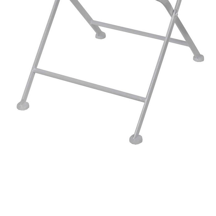 Metal Folding Chair with Medallion Accented Backrest, White