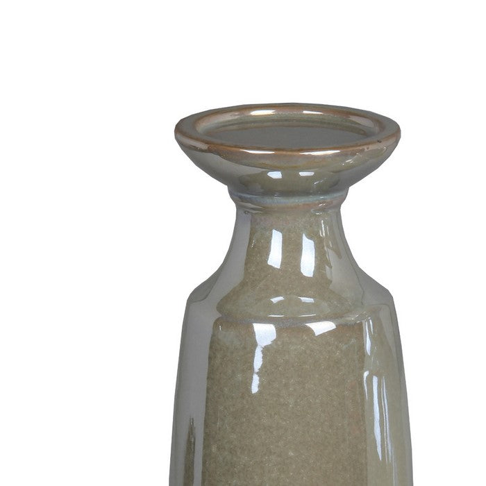 2 Piece Ceramic Candle Holder Set with Bottle Shape Body, Taupe Brown