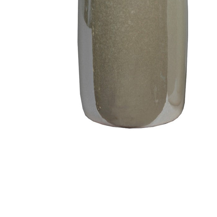 2 Piece Ceramic Candle Holder Set with Bottle Shape Body, Taupe Brown