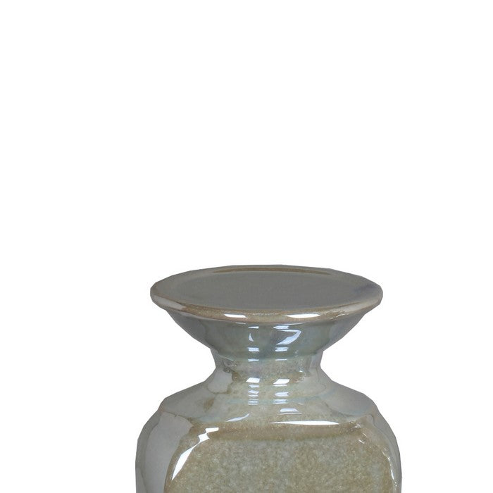 2 Piece Ceramic Candle Holder Set with Urn Shape Body, Taupe Brown