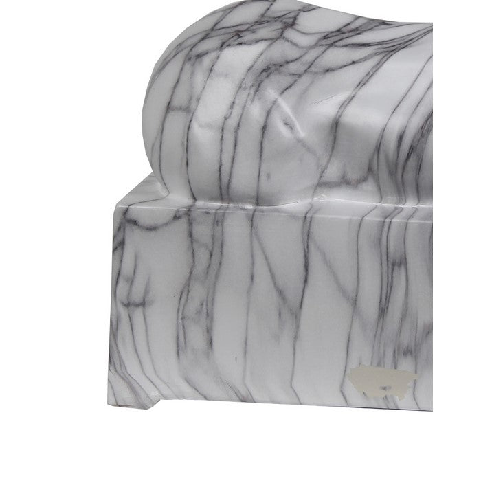 Marbleized Hand Carved Half Horse Resin Figurine, White and Gray