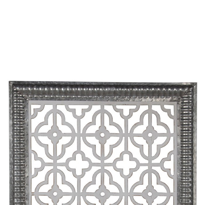 Traditional Wooden Wall Panel with Intricate Designs, Black and Silver