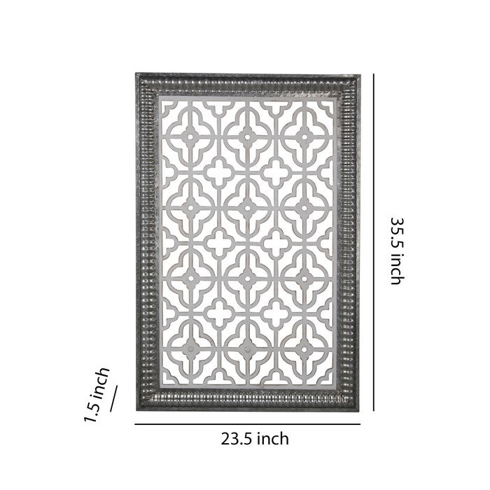 Traditional Wooden Wall Panel with Intricate Designs, Black and Silver