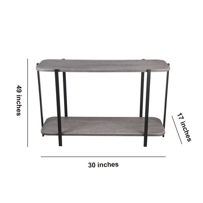 Wood and Metal Console Table with Bottom Shelf, Gray and Black