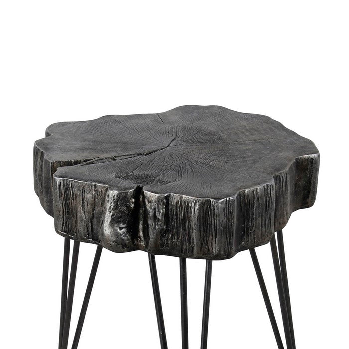 Contemporary Metal Accent Table with Hairpin Leg, Small,Gray and Black