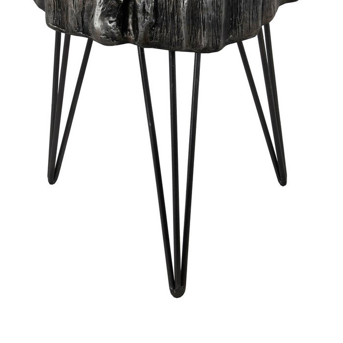 Contemporary Metal Accent Table with Hairpin Leg, Small,Gray and Black