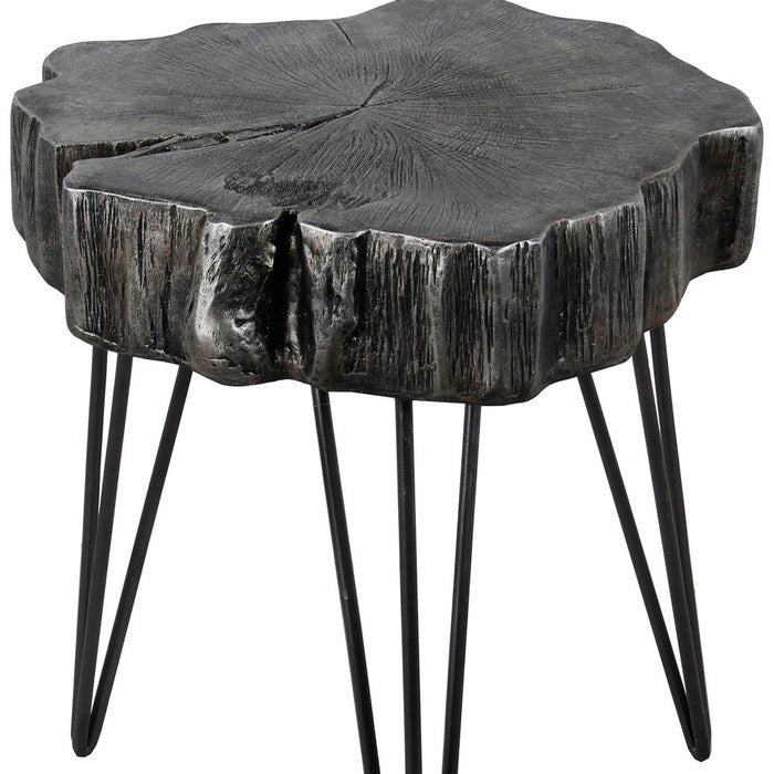 Contemporary Metal Accent Table with Hairpin Leg, Small,Gray and Black