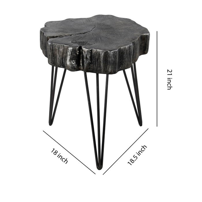 Contemporary Metal Accent Table with Hairpin Leg, Small,Gray and Black