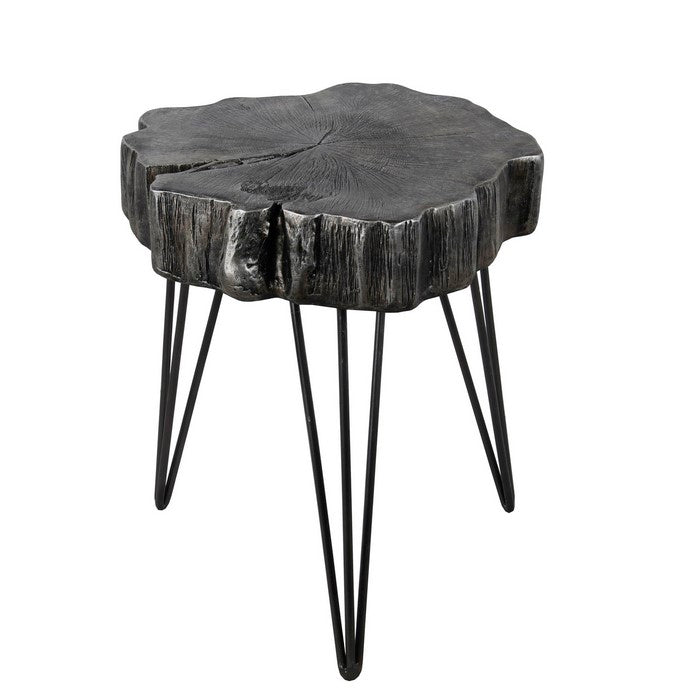 Contemporary Metal Accent Table with Hairpin Leg, Small,Gray and Black