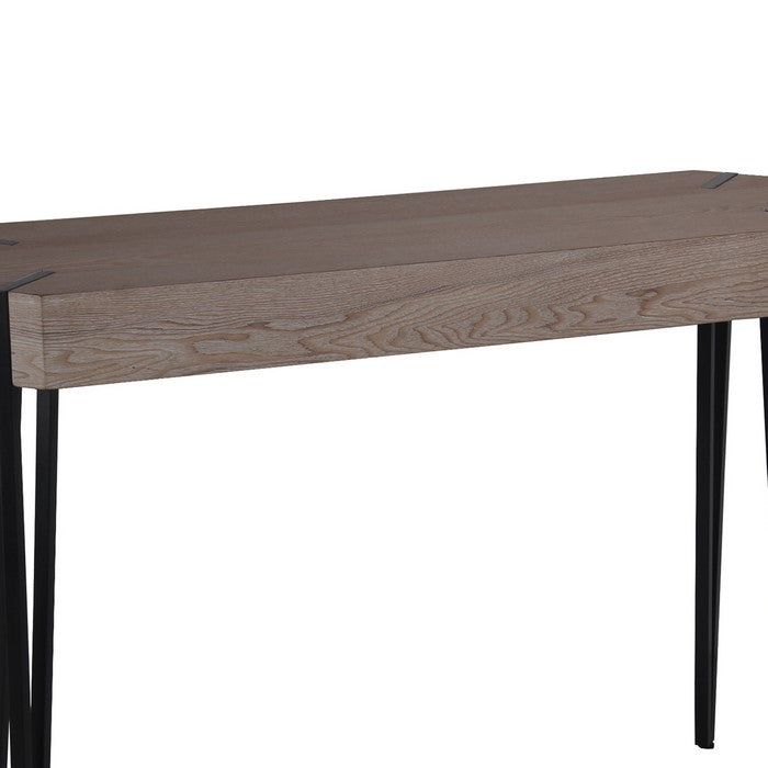 Wood and Metal Console Table with Hairpin Legs, Washed Brown and Black