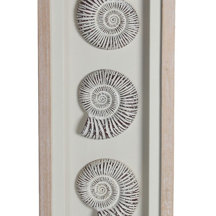 Wood and Glass Shadow Box with Snail Accent, White and Brown