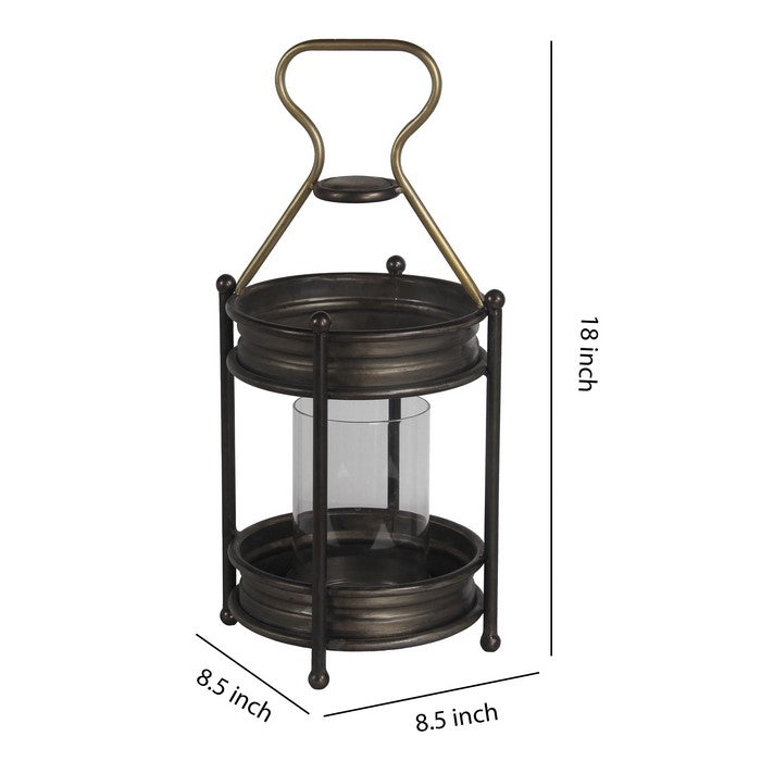 Transitional Metal Candle Holder with Ball Leg, Small, Espresso