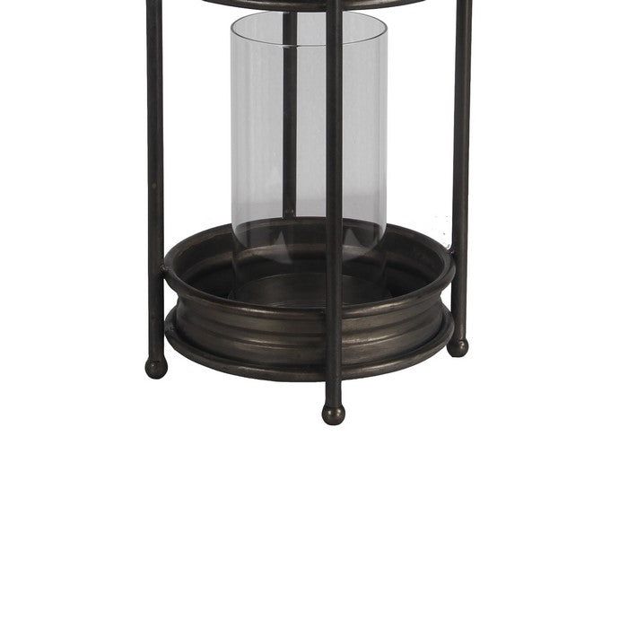 Transitional Metal Candle Holder with Ball Leg, Large, Espresso