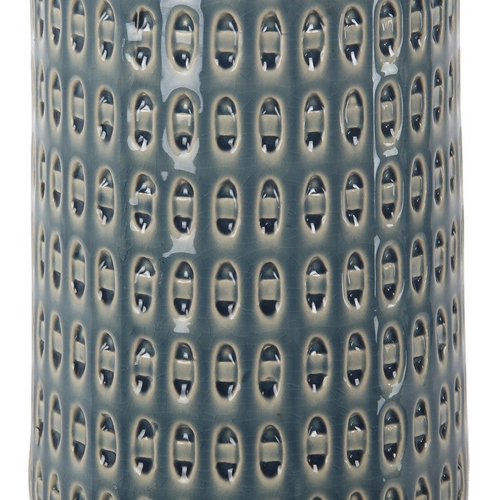 Decorative Round Shaped Ceramic Vase with Intricate Design, Blue