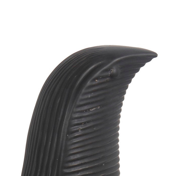 Transitional Style Penguin Sculpture with Reeded Design, Black