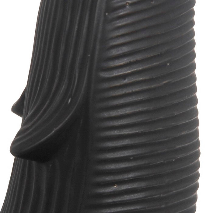 Transitional Style Penguin Sculpture with Reeded Design, Black