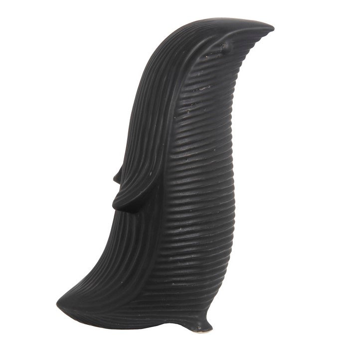 Transitional Style Penguin Sculpture with Reeded Design, Black