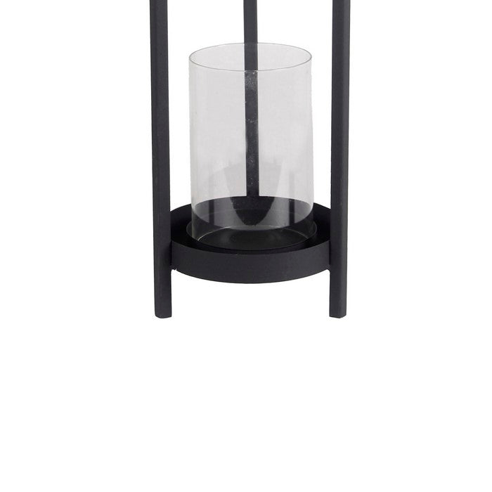 Transitional  Metal Lantern with Glass Hurricane, Medium, Gray