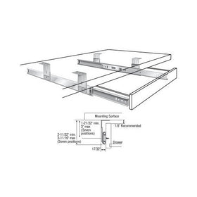KV Pencil Drawer Slide Variable Height 20" 75lb Load Rating Anachrome