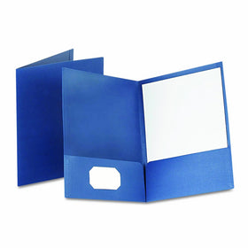 Oxford Linen Finish Twin Pocket Folders, Letter, Pack of 25, Navy (53443)