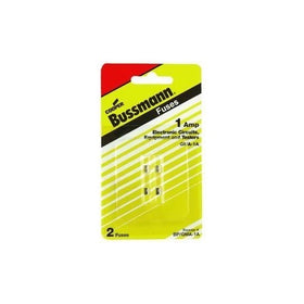 Bussmann BP/GMA-1A 1 Amp Glass Fast Acting Cartridge Fuse, 125V Carded UL Listed, 2-Pack