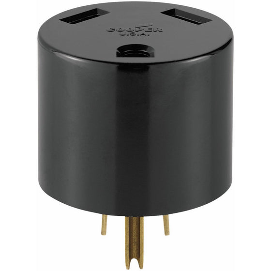 Eaton 1264-BOX 30-Amp 2-Pole 3-Wire 125-Volt Heavy Duty Grade Travel Trailer Receptacle Adaptor Plug, Black