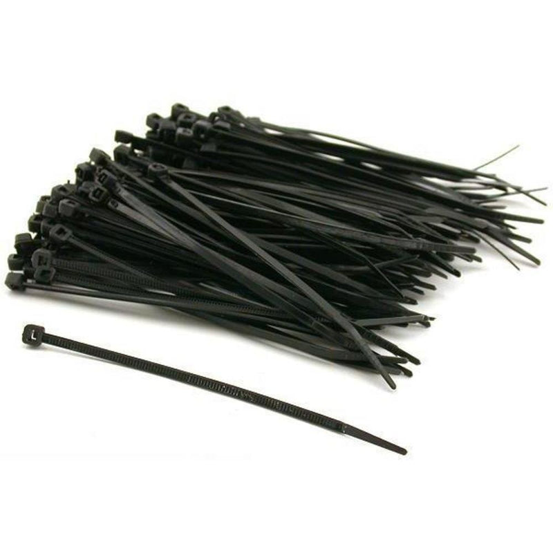 100 Black Nylon Cable Zip Ties Self Locking 2.5mm x 4"