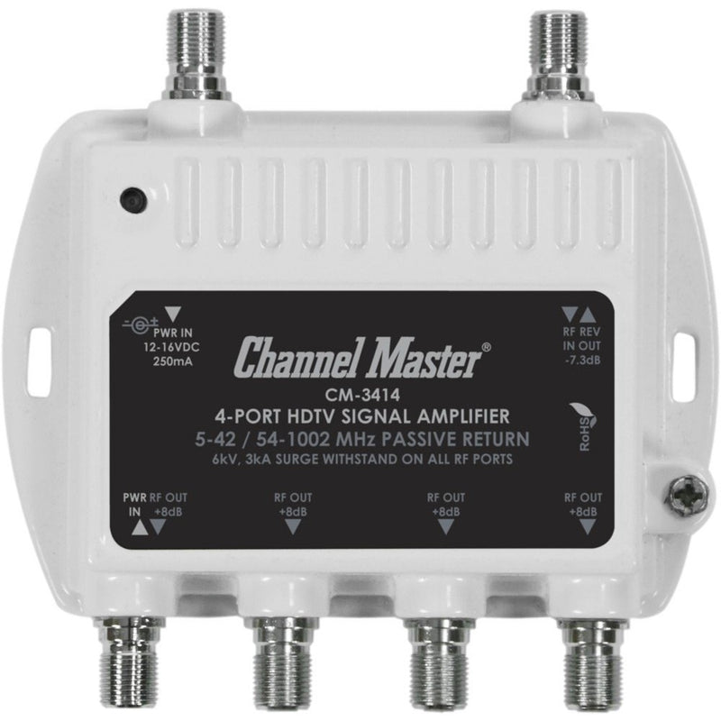 Channel Master CM3414 4-Port Distribution Amplifier for Cable and Antenna Signal