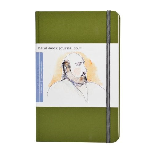 Global Art Materials 721413 8-1/4-Inch by 5-1/2-Inch Drawing Book, Large Portrait in Cadmium Green
