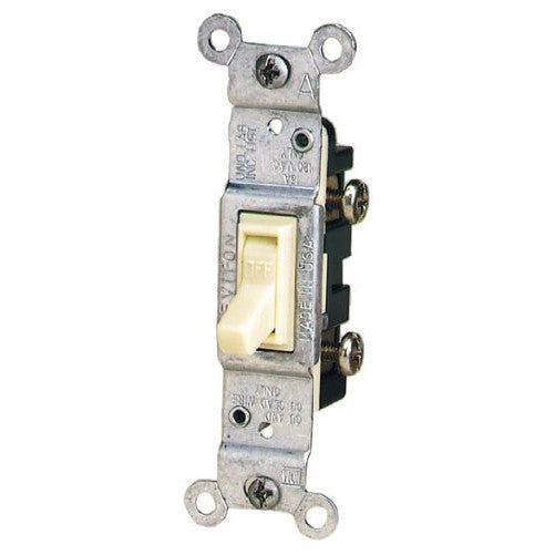 Leviton 1451-ICP 15-Amp, 120-Volt, Toggle Framed Single-Pole AC Quiet Switch, Residential Grade, Non-Grounding, Ivory